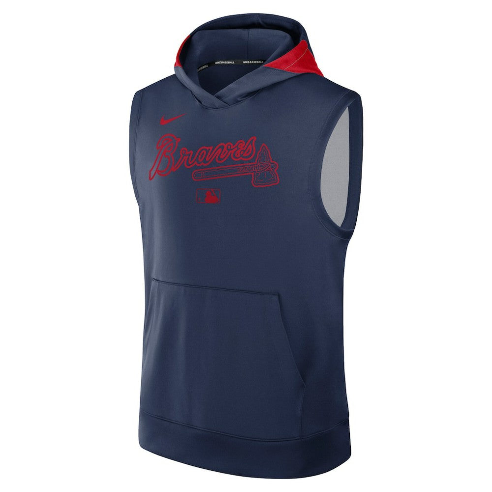 Atlanta Braves Authentic Collection Dri-FIT Sleeveless Hoodie Navy | Nike