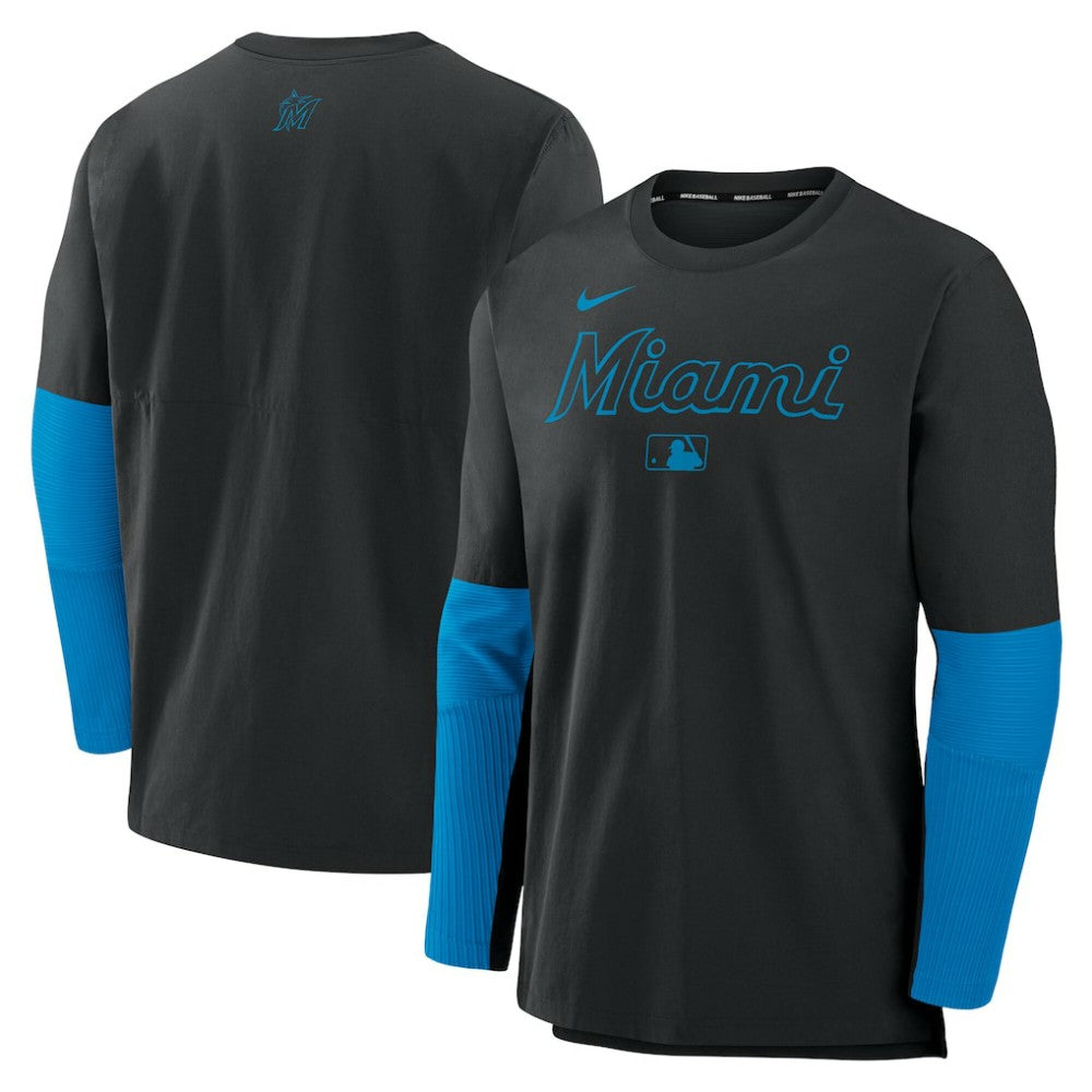 Miami Marlins Authentic Collection Player Dri-FIT Lightweight Pullover  Black | Nike