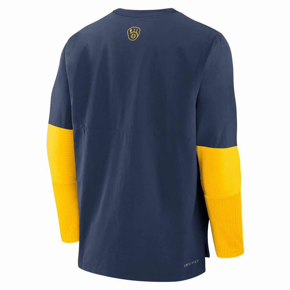 Milwaukee Brewers Authentic Collection Player Dri-FIT Lightweight Pullover  Navy/Gold | Nike