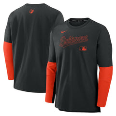 Baltimore Orioles Authentic Collection Player Dri-FIT Lightweight Pullover  Black/Orange | Nike