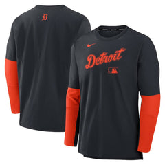 Detroit Tigers Authentic Collection Player Dri-FIT Lightweight Pullover  Navy/Orange | Nike