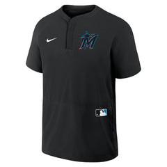 Miami Marlins Authentic Collection Raglan Short Sleeve Windshirt Black | Nike