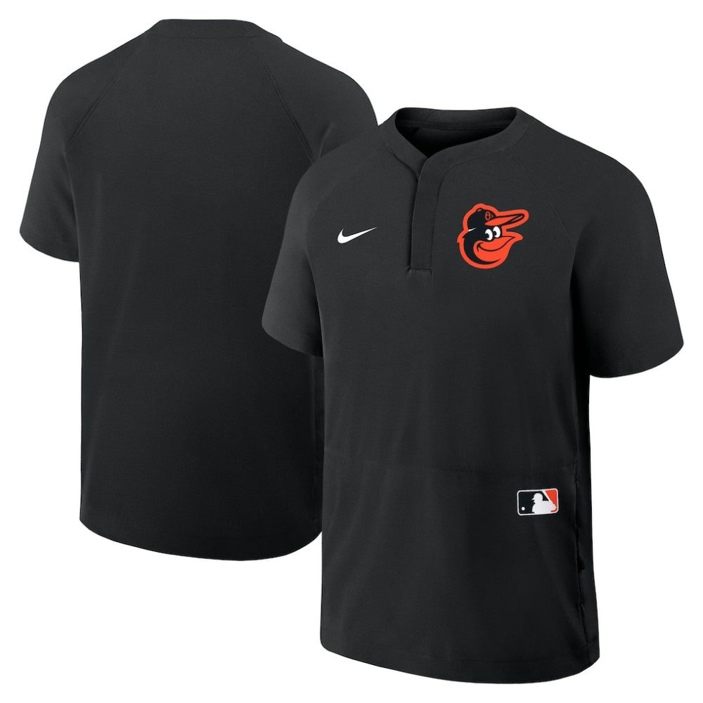 Baltimore Orioles Authentic Collection Raglan Short Sleeve Windshirt Black | Nike