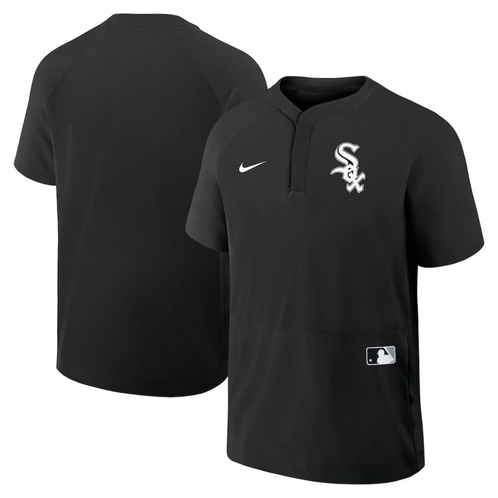 Chicago White Sox Authentic Collection Raglan Short Sleeve Windshirt Black | Nike