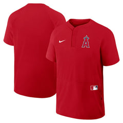 Los Angeles Angels Authentic Collection Raglan Short Sleeve Windshirt Red | Nike