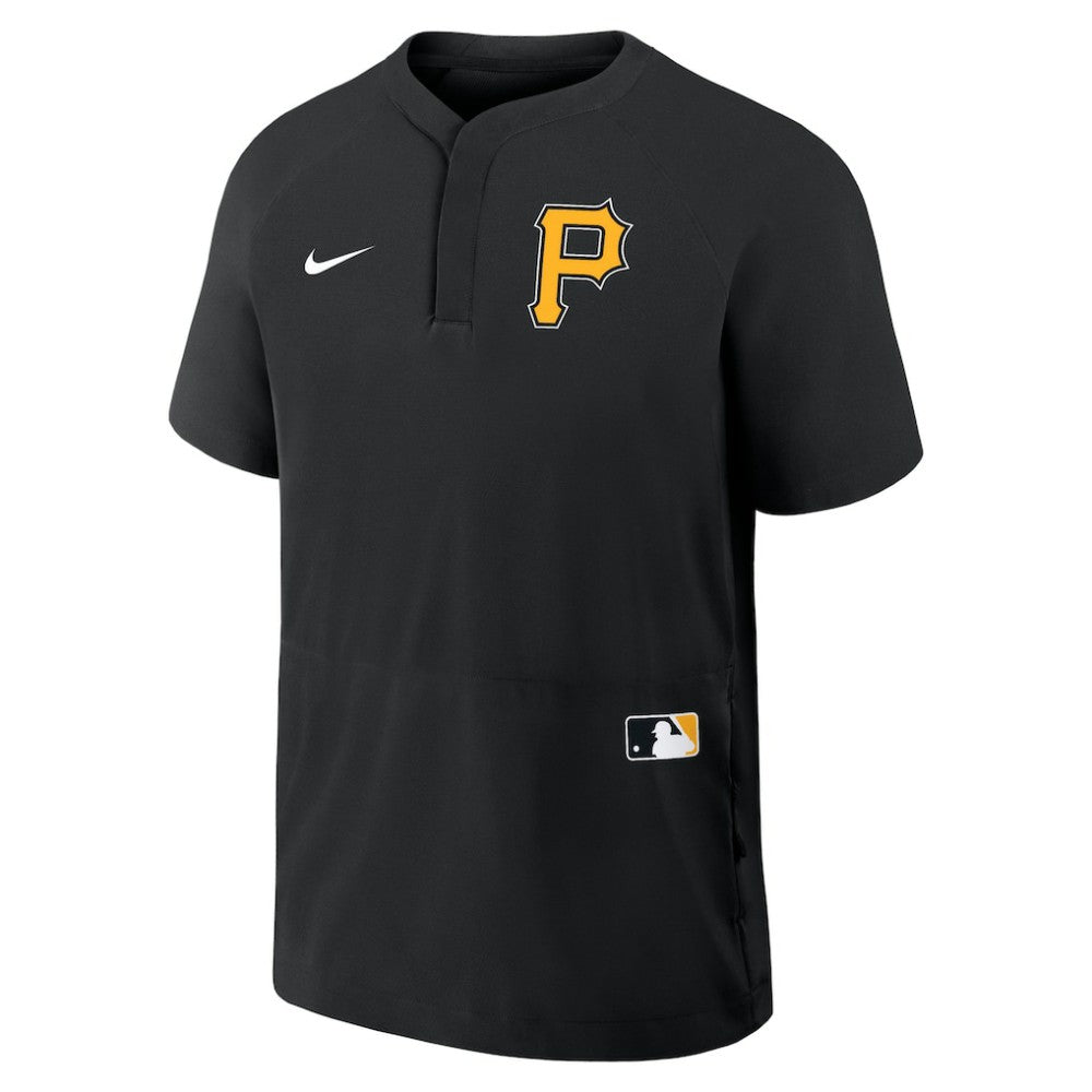 Pittsburgh Pirates Authentic Collection Raglan Short Sleeve Windshirt Black | Nike