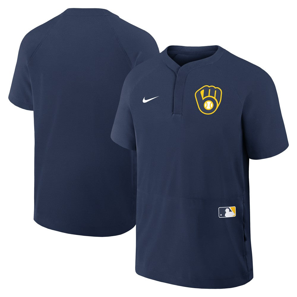 Milwaukee Brewers Authentic Collection Raglan Short Sleeve Windshirt Navy | Nike