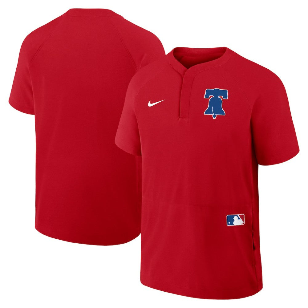 Philadelphia Phillies Authentic Collection Raglan Short Sleeve Windshirt Red | Nike
