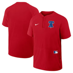 Philadelphia Phillies Authentic Collection Raglan Short Sleeve Windshirt Red | Nike