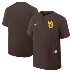 San Diego Padres Authentic Collection Raglan Short Sleeve Windshirt Brown | Nike
