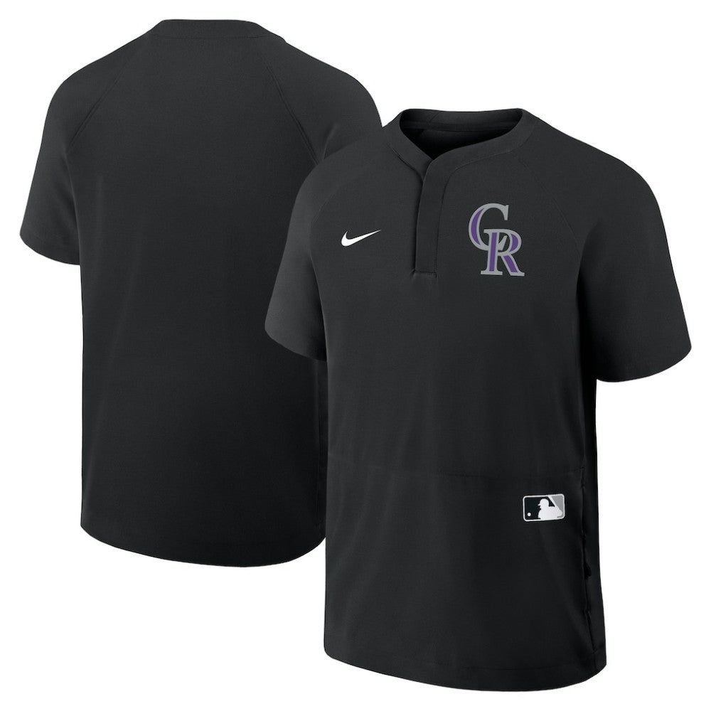 Colorado Rockies Authentic Collection Raglan Short Sleeve Windshirt Black | Nike