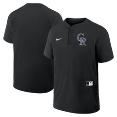 Colorado Rockies Authentic Collection Raglan Short Sleeve Windshirt Black | Nike