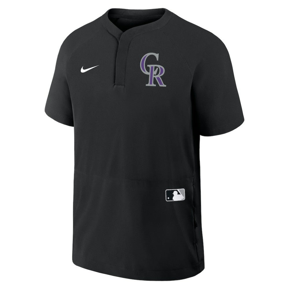 Colorado Rockies Authentic Collection Raglan Short Sleeve Windshirt Black | Nike
