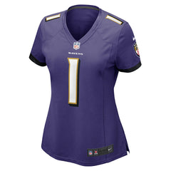 Number 1 Bride Baltimore Ravens Women's Game Jersey - Purple