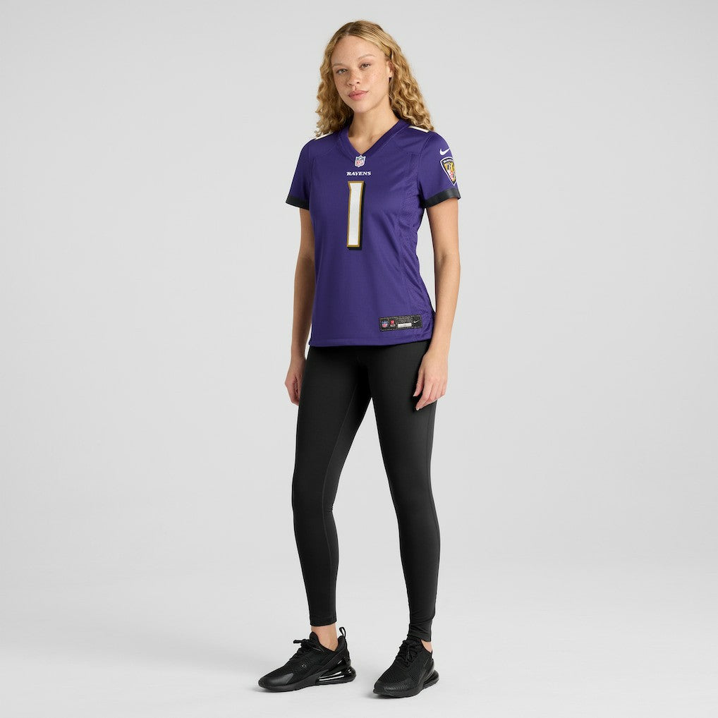 Number 1 Bride Baltimore Ravens Women's Game Jersey - Purple