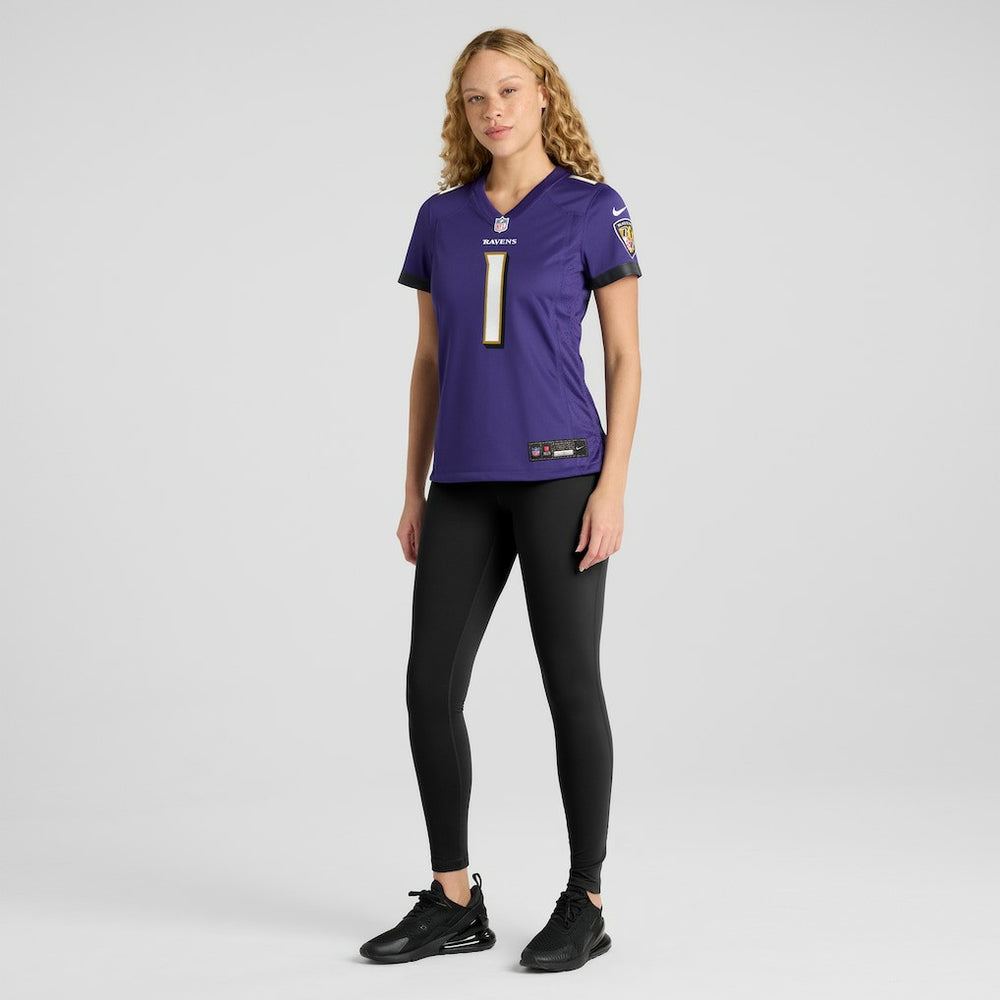 Number 1 Bride Baltimore Ravens Women's Game Jersey - Purple