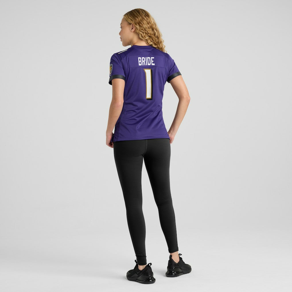 Number 1 Bride Baltimore Ravens Women's Game Jersey - Purple