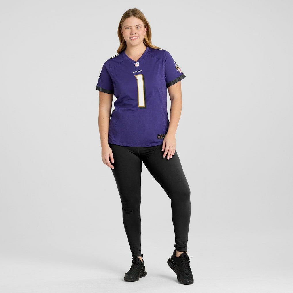 Number 1 Bride Baltimore Ravens Women's Game Jersey - Purple
