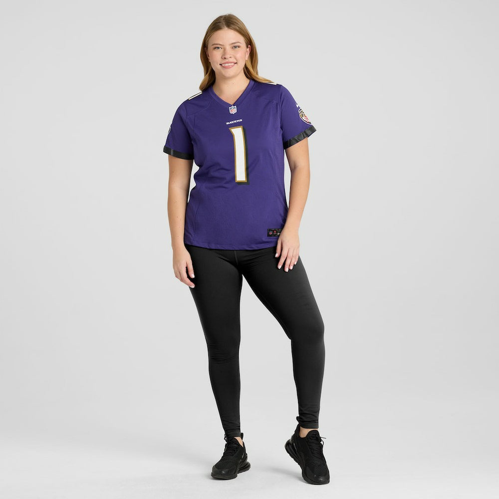 Number 1 Bride Baltimore Ravens Women's Game Jersey - Purple