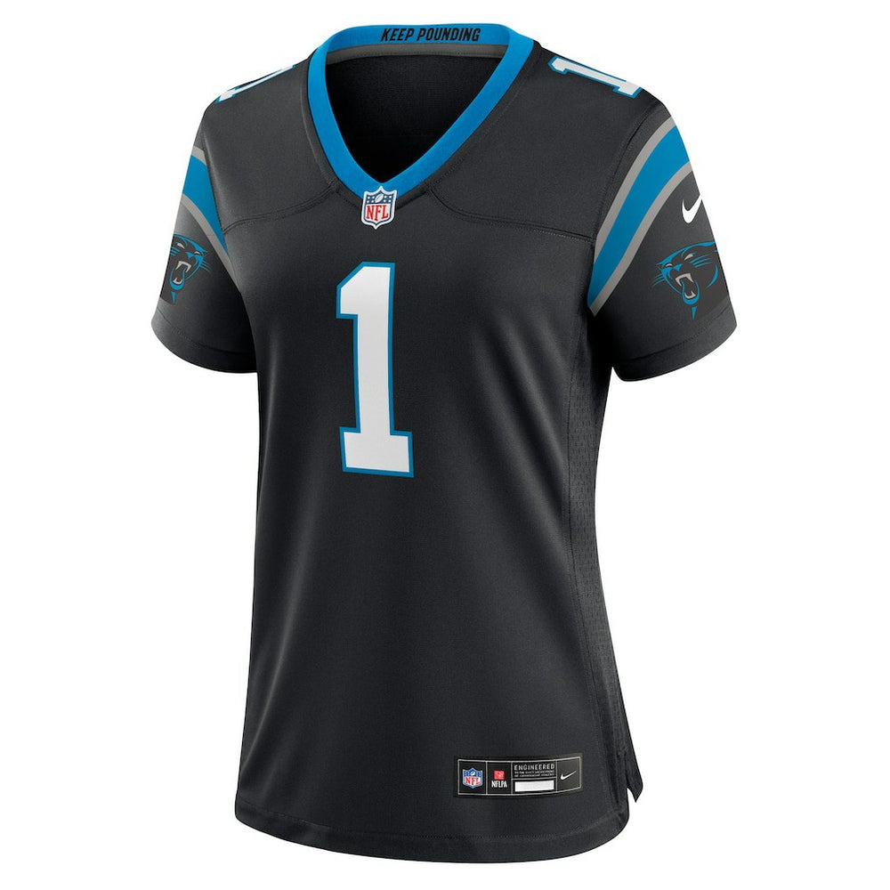 Number 1 Bride Carolina Panthers Women's Game Jersey - Black