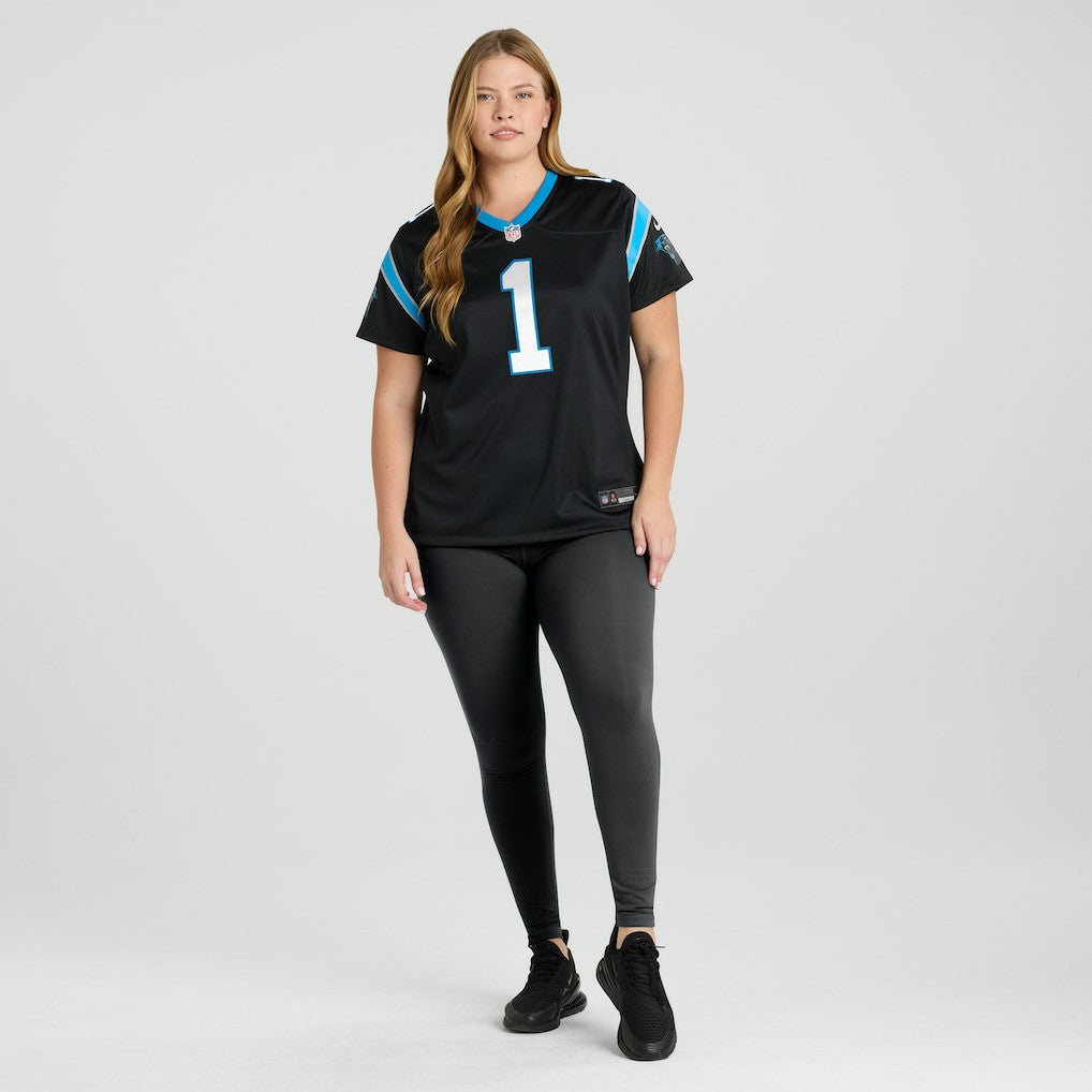 Number 1 Bride Carolina Panthers Women's Game Jersey - Black