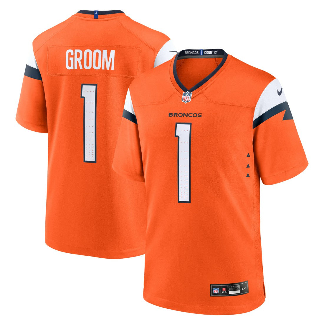 Number 1 Groom Denver Broncos Game Jersey - Orange