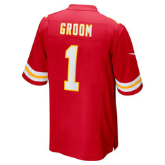 Number 1 Groom Kansas City Chiefs Game Jersey - Red