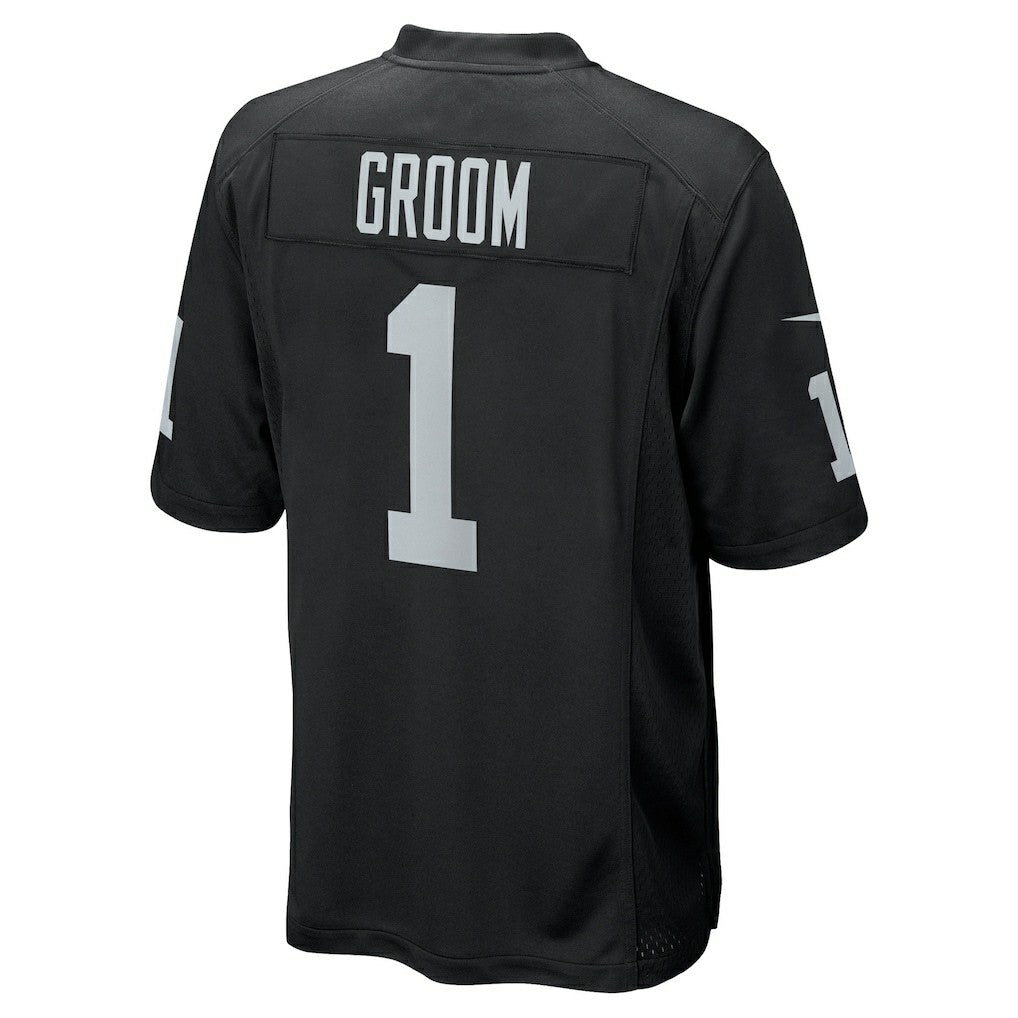 Number 1 Groom Las Vegas Raiders Game Jersey - Black