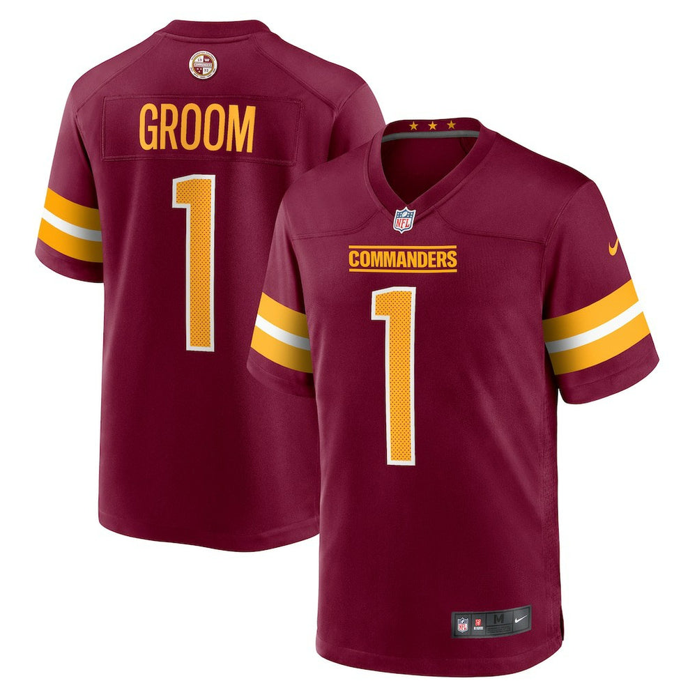 Number 1 Groom Washington Commanders Game Jersey - Burgundy