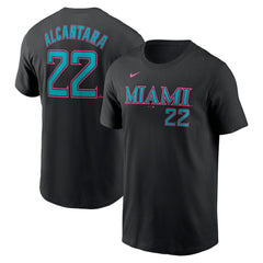 Sandy Alcantara Miami Marlins 2025 City Connect Fuse Name & Number T-Shirt Black | Nike