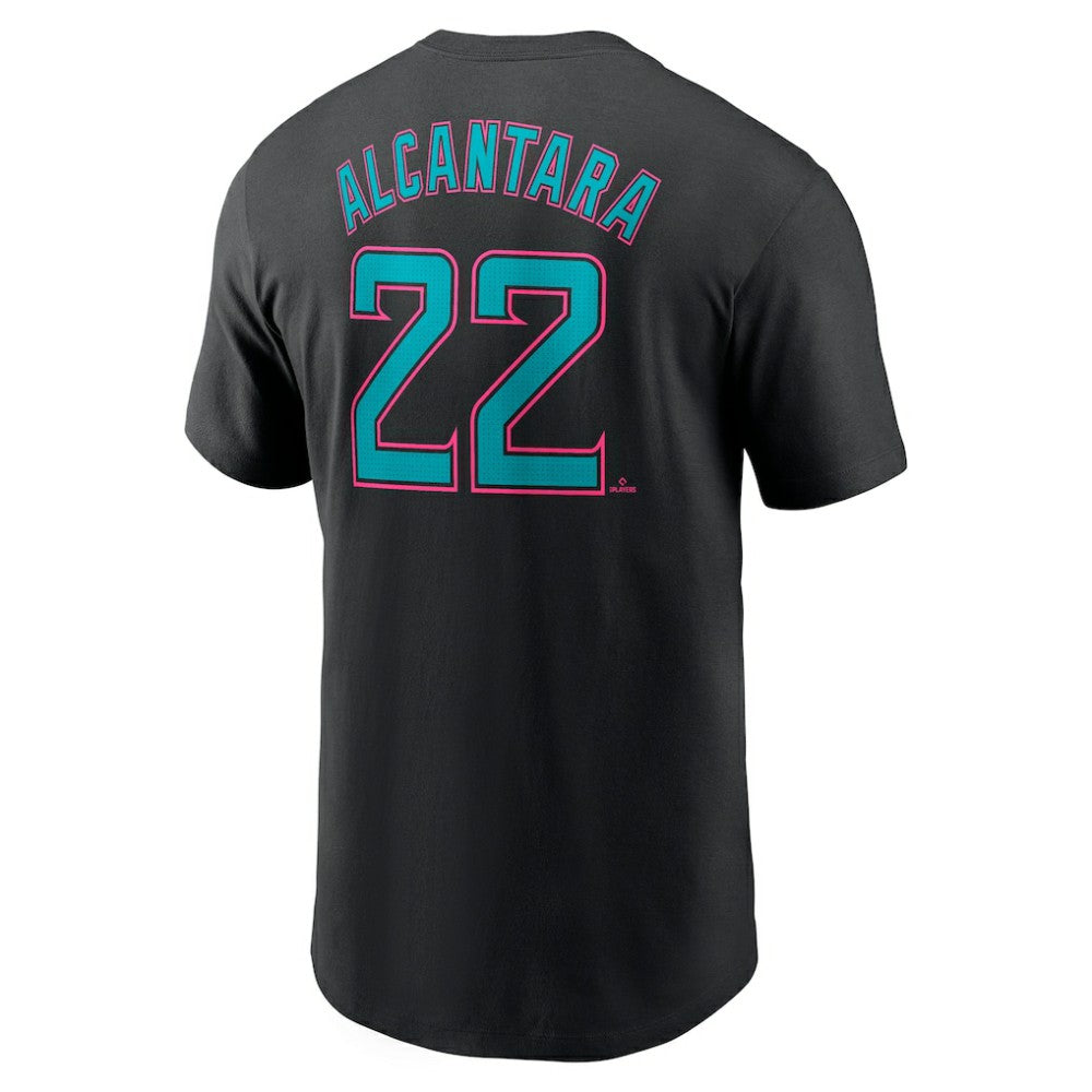 Sandy Alcantara Miami Marlins 2025 City Connect Fuse Name & Number T-Shirt Black | Nike