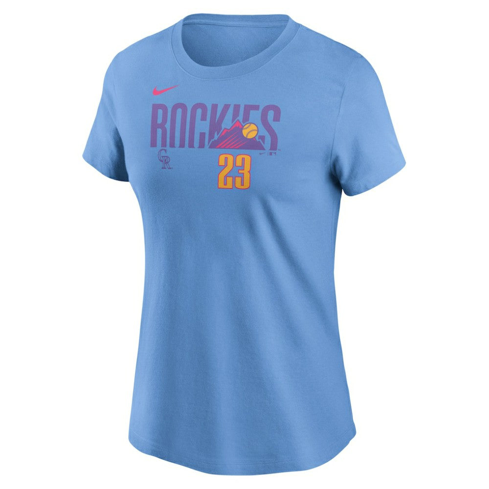 Kris Bryant Colorado Rockies Women's 2025 City Connect Fuse Name & Number T-Shirt Light Blue | Nike