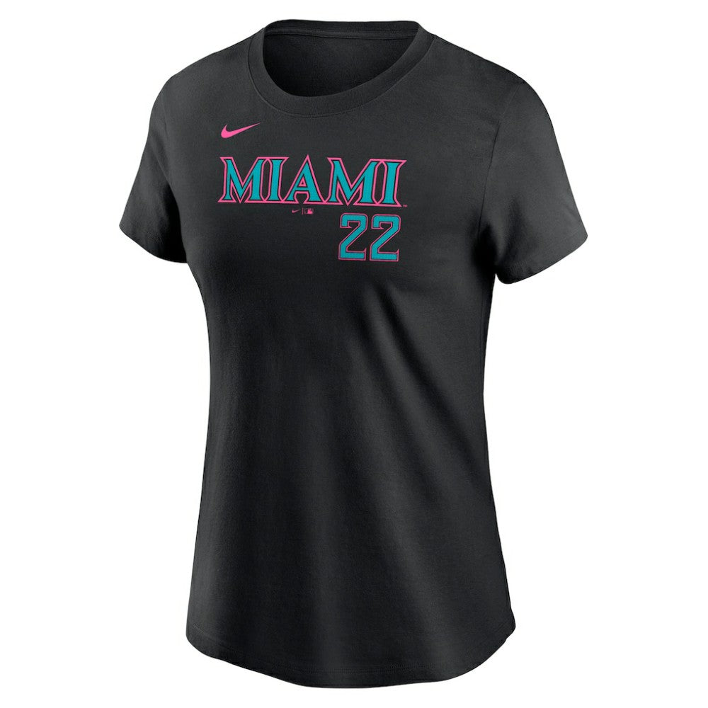 Sandy Alcantara Miami Marlins Women's 2025 City Connect Fuse Name & Number T-Shirt Black | Nike