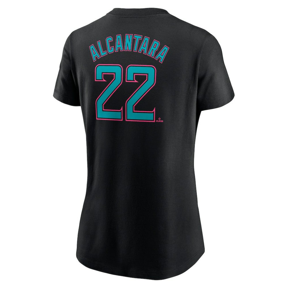 Sandy Alcantara Miami Marlins Women's 2025 City Connect Fuse Name & Number T-Shirt Black | Nike