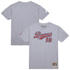Chipper Jones Atlanta Braves Cooperstown Collection Player T-Shirt Heather Gray | Mitchell & Ness