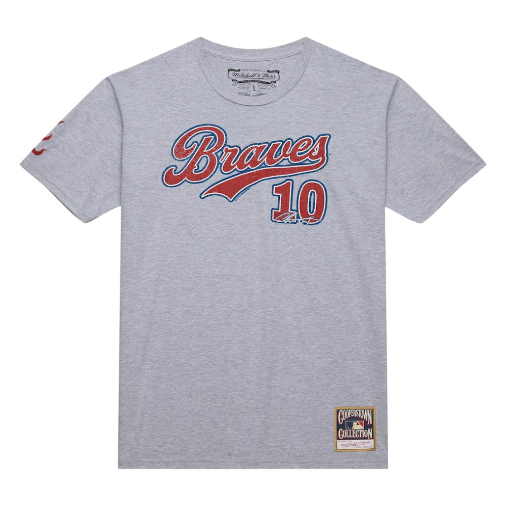 Chipper Jones Atlanta Braves Cooperstown Collection Player T-Shirt Heather Gray | Mitchell & Ness