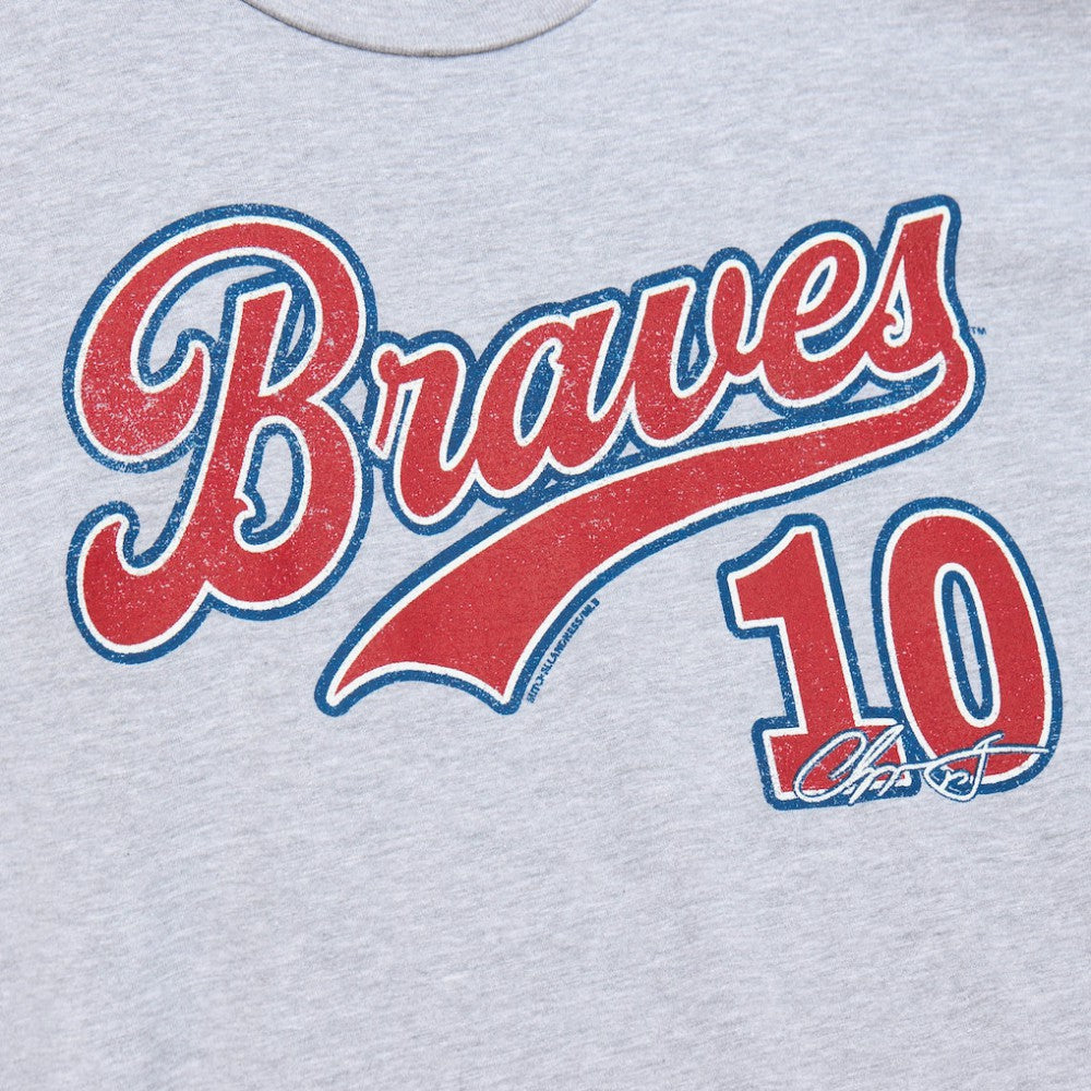 Chipper Jones Atlanta Braves Cooperstown Collection Player T-Shirt Heather Gray | Mitchell & Ness