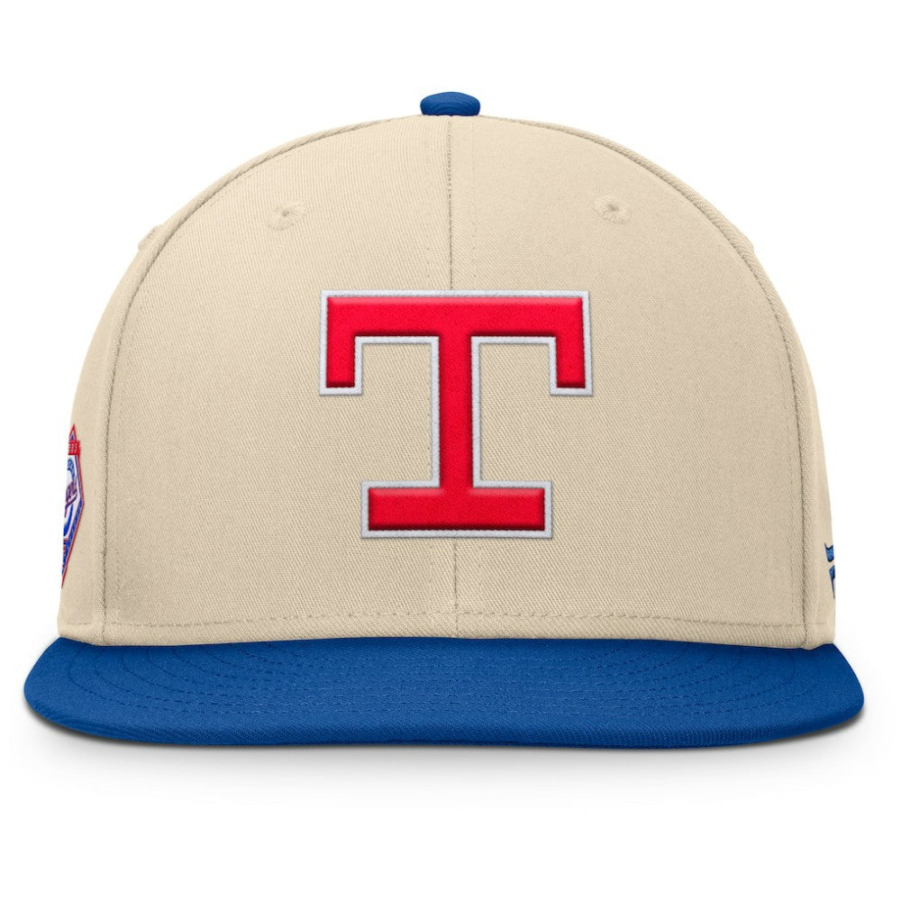 Texas Rangers Cooperstown Collection Bounder Snapback Hat Natural/Royal