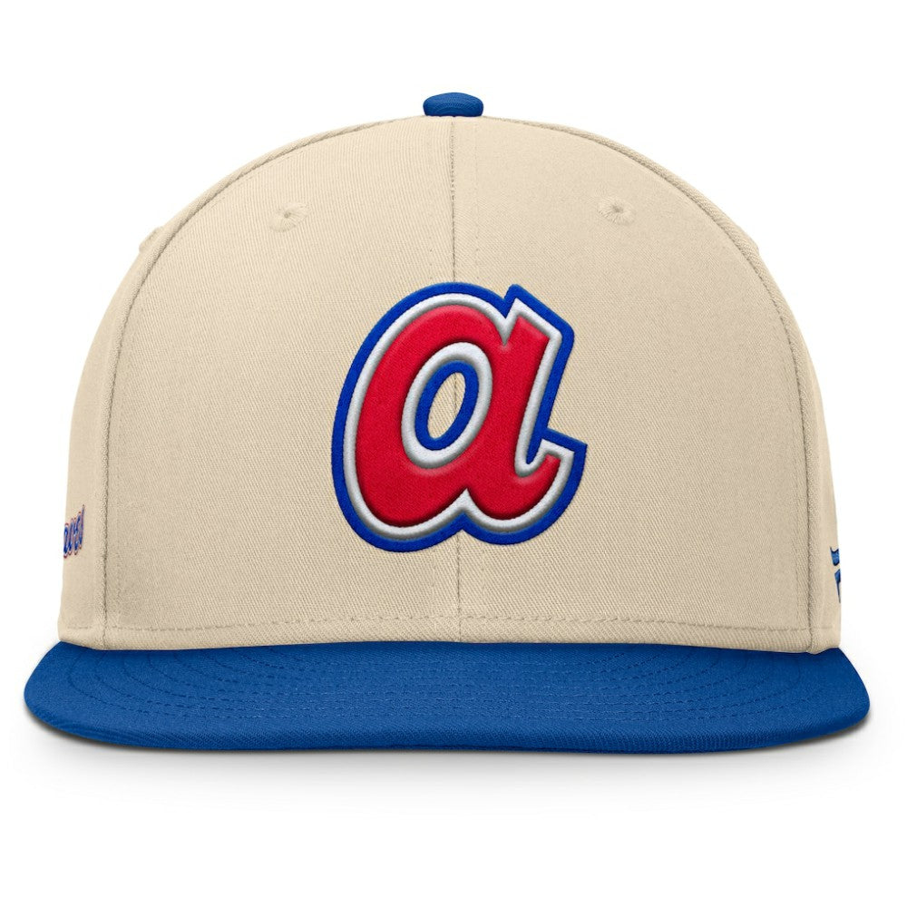 Atlanta Braves Cooperstown Collection Bounder Snapback Hat Natural/Royal