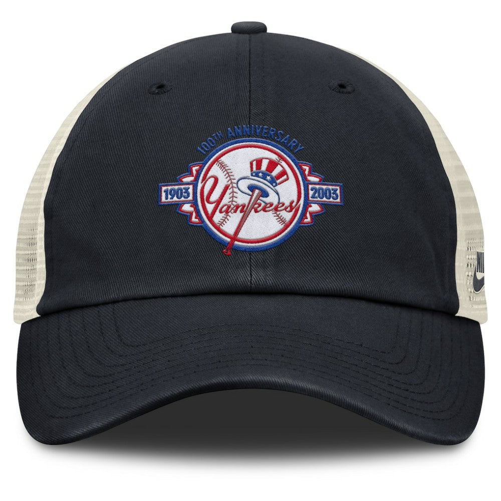 New York Yankees Cooperstown Collection Club Trucker Adjustable Hat Navy/Natural | Nike