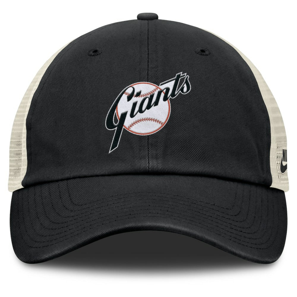 San Francisco Giants Cooperstown Collection Club Trucker Adjustable Hat Black/Natural | Nike