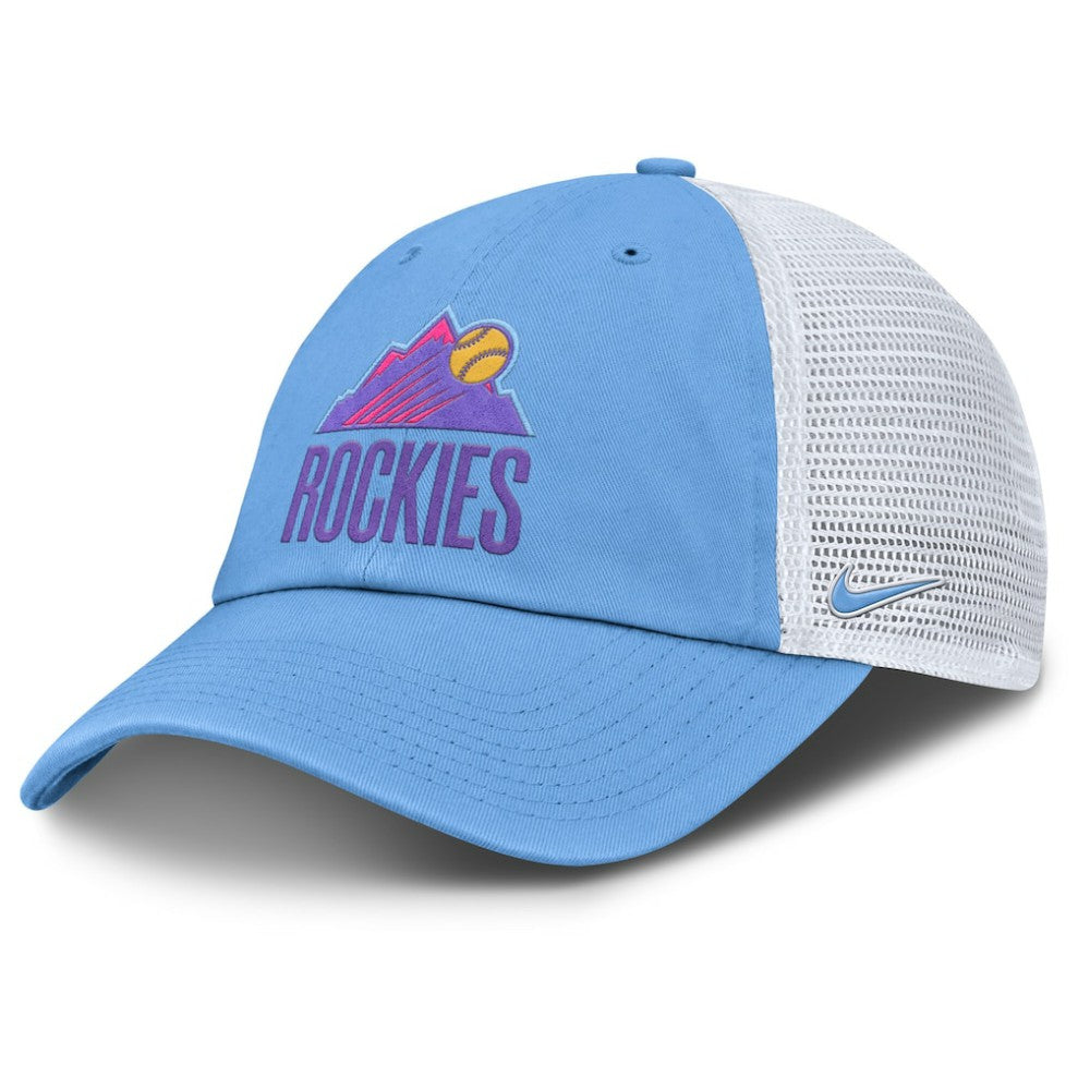 Colorado Rockies Unisex 2025 City Connect Club Adjustable Trucker Hat Light Blue/White | Nike