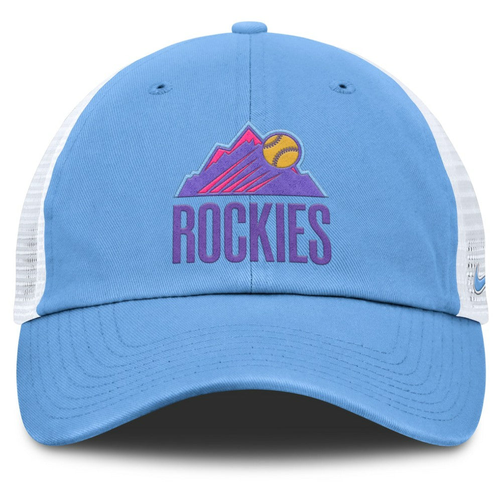 Colorado Rockies Unisex 2025 City Connect Club Adjustable Trucker Hat Light Blue/White | Nike