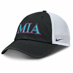 Miami Marlins Unisex 2025 City Connect Trucker Adjustable Hat Black/White | Nike