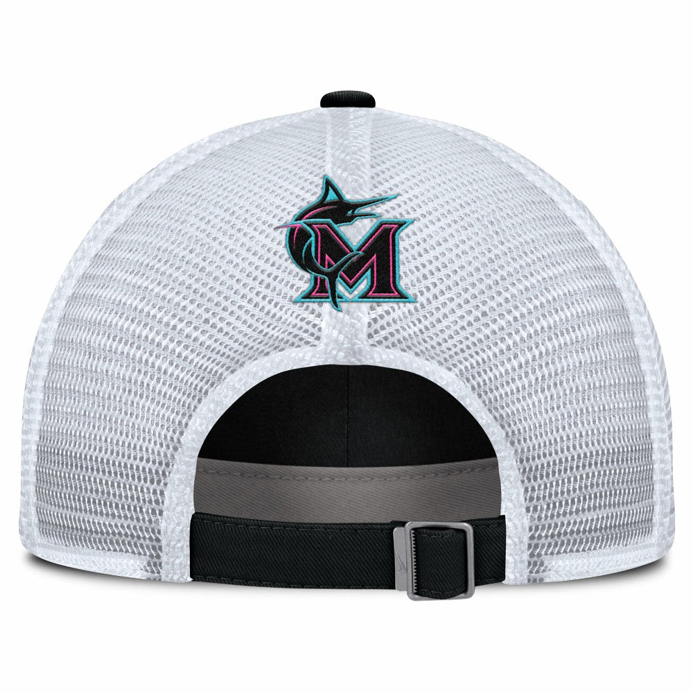 Miami Marlins Unisex 2025 City Connect Trucker Adjustable Hat Black/White | Nike