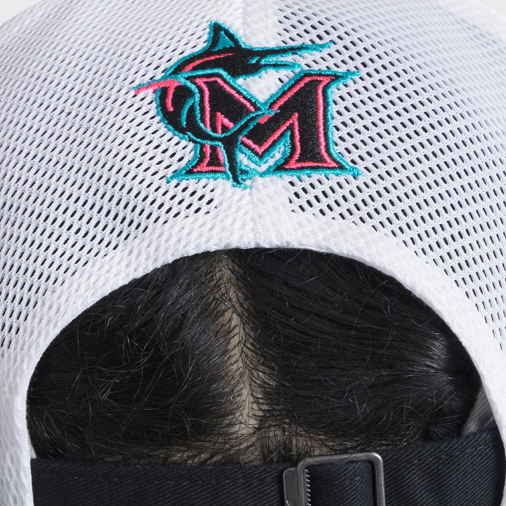 Miami Marlins Unisex 2025 City Connect Trucker Adjustable Hat Black/White | Nike