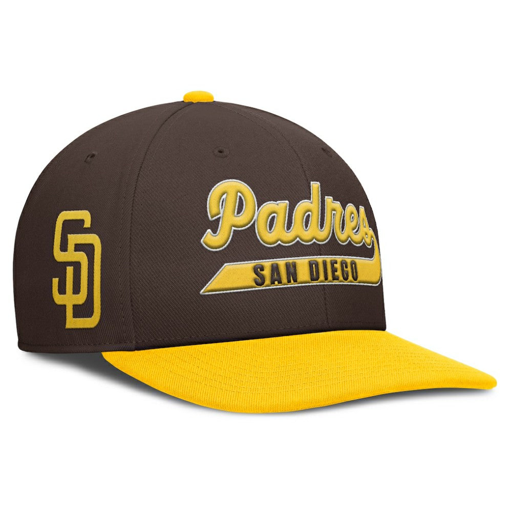 San Diego Padres Pro Performance Snapback Hat Brown/Gold | Nike