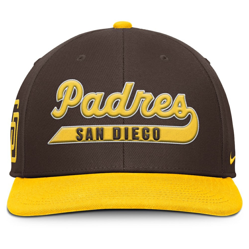 San Diego Padres Pro Performance Snapback Hat Brown/Gold | Nike