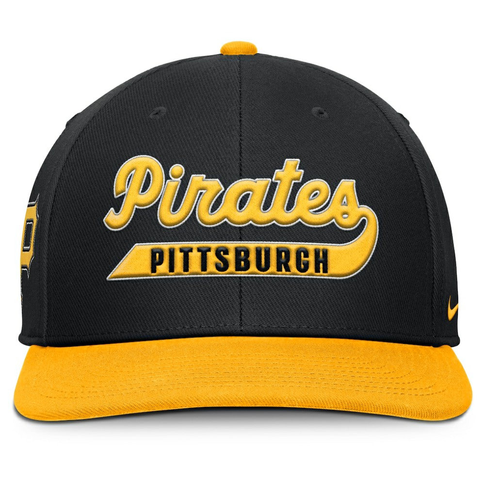 Pittsburgh Pirates Pro Performance Snapback Hat Black/Gold | Nike