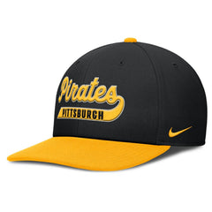 Pittsburgh Pirates Pro Performance Snapback Hat Black/Gold | Nike